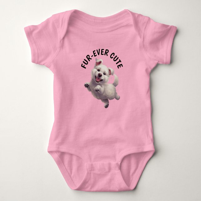 Cute Jumping Puppy Baby Bodysuit (Front)