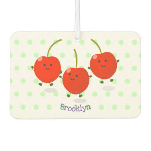 Cute jumping red cherries cartoon illustration air freshener