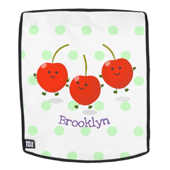 Cute jumping red cherries cartoon illustration backpack (Removable Face)