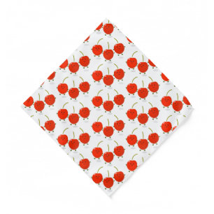 Cute jumping red cherries cartoon illustration bandana
