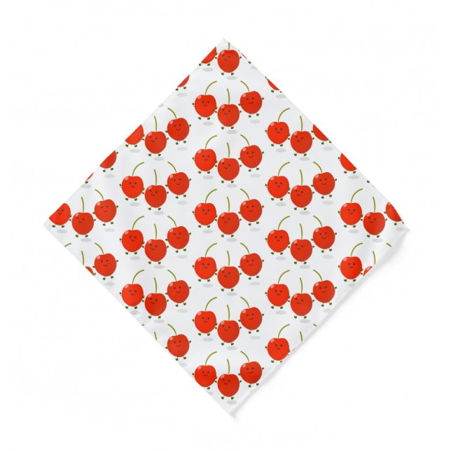 Cute jumping red cherries cartoon illustration bandana (Front)