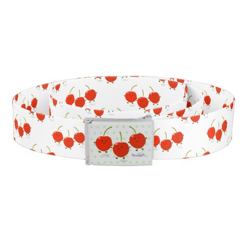 Cute jumping red cherries cartoon illustration belt