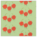 Cute jumping red cherries cartoon illustration fabric