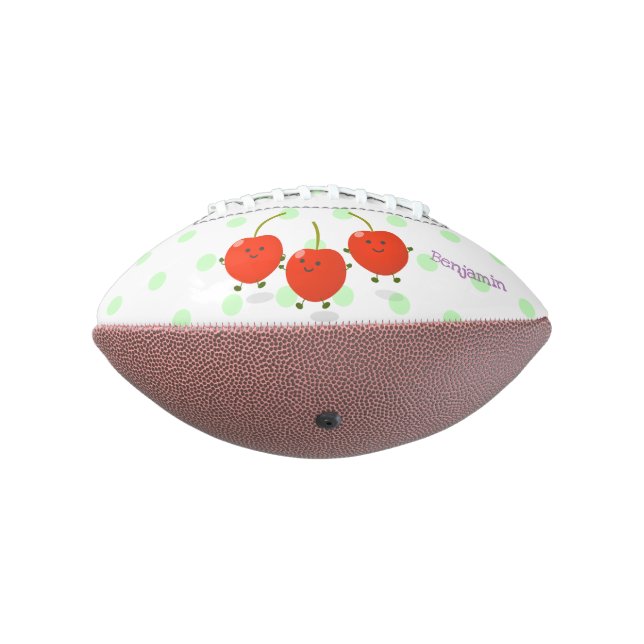 Cute jumping red cherries cartoon illustration football (Rotated 270)