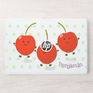 Cute jumping red cherries cartoon illustration HP laptop skin