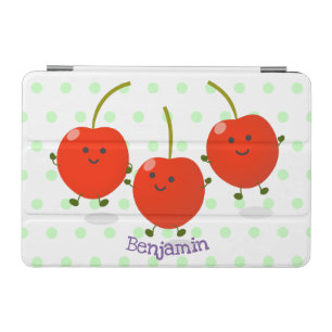 Cute jumping red cherries cartoon illustration iPad mini cover