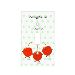 Cute jumping red cherries cartoon illustration light switch cover