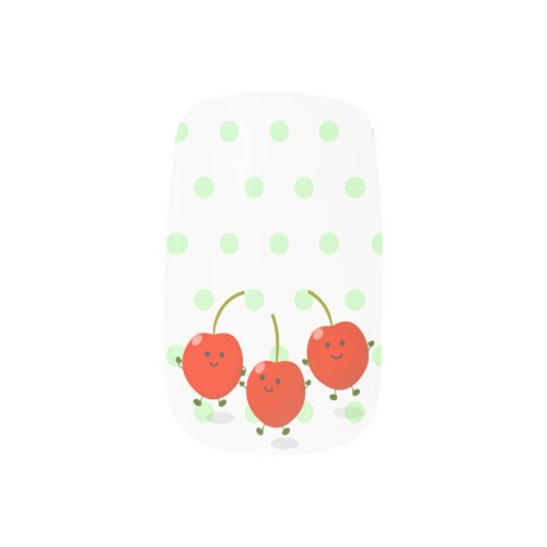 Cute jumping red cherries cartoon illustration minx nail art