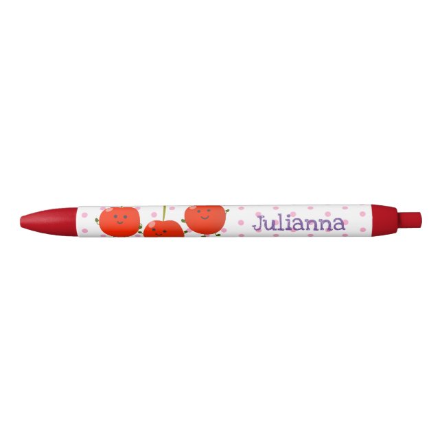 Cute jumping red cherries cartoon illustration pen (Front)