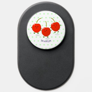 Cute jumping red cherries cartoon illustration PopSocket