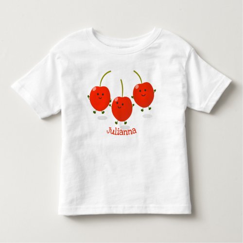 Cute jumping red cherries cartoon illustration toddler t_shirt
