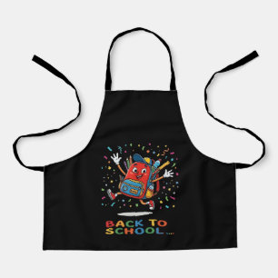 Cute Jumping School Backpack Back To School Design Apron