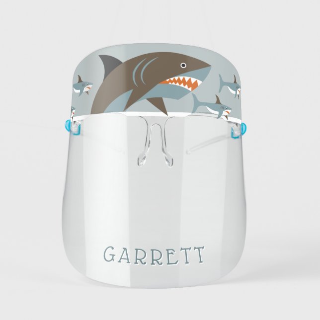 Cute Jumping Shark Personalized Face Shield (Front)
