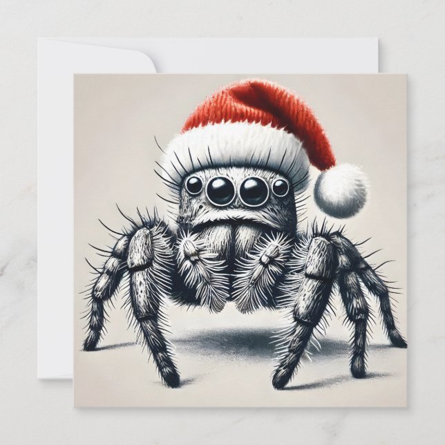 Cute Jumping Spider Christmas Card (Front)