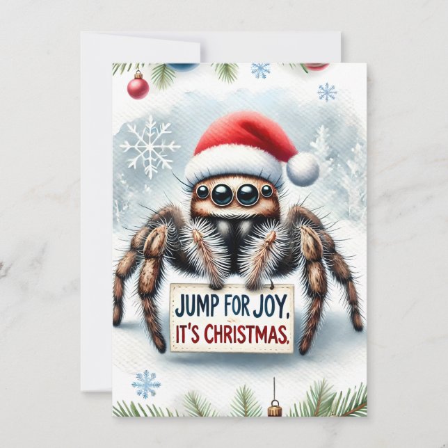 Cute Jumping Spider Christmas Card (Front)