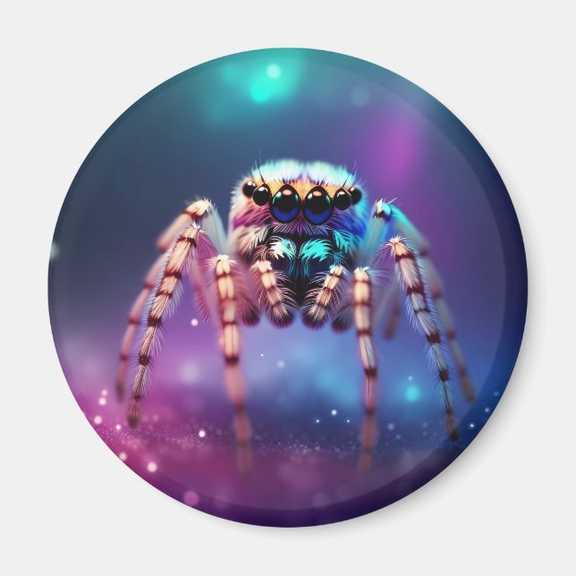 Cute Jumping Spider Vibrant Colors Magnet (Front)