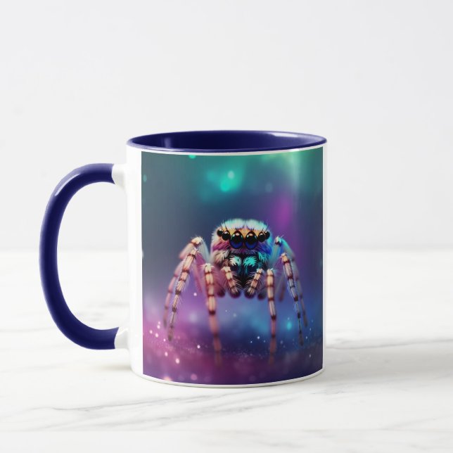 Cute Jumping Spider Vibrant Colors Mug (Left)