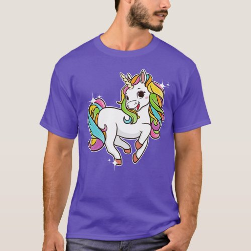 Cute Jumping Unicorn Magical Mythical Creatures T_Shirt