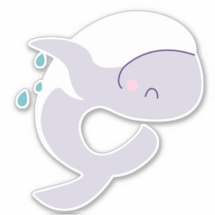 Cute jumping whale graphic sticker