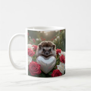 Cute June Hedgehog with Pearl Heart Coffee Mug