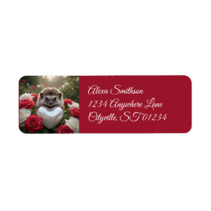 Cute June Hedgehog with Pearl Heart Label
