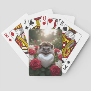 Cute June Hedgehog with Pearl Heart Poker Cards