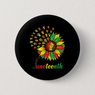 Cute Juneteenth Fist Sunflower Black African Ameri Button