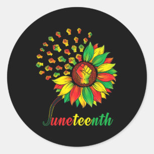 Cute Juneteenth Fist Sunflower Black African Ameri Classic Round Sticker
