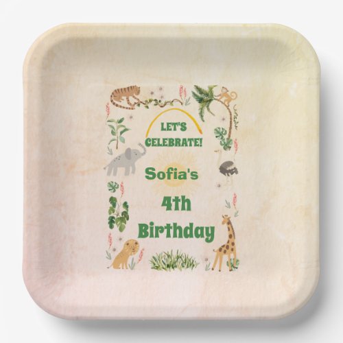 Cute Jungle Animal Birthday  Paper Plates