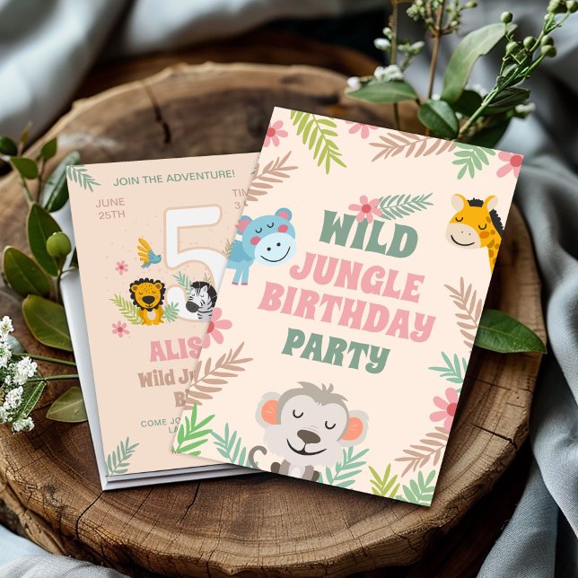 Cute Jungle Animal Birthday Party Invitation (Creator Uploaded)