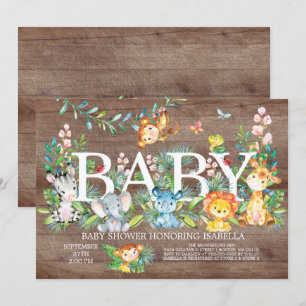 Cute Jungle Animal Girl Boy Baby shower Invitation