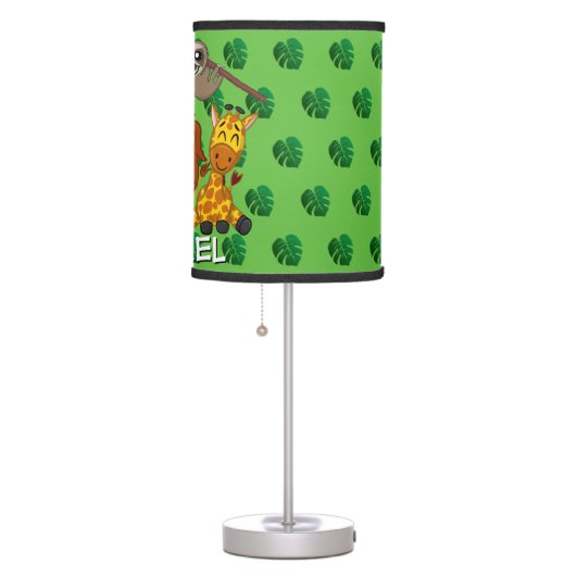 Cute Jungle Animal Green Cartoon Rainforest Safari Table Lamp (Right)