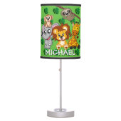 Cute Jungle Animal Green Cartoon Rainforest Safari Table Lamp (Front)