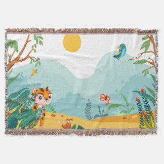 🦁 Cute Jungle Animal Kids Blanket 