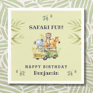 Cute Jungle Animal Kids Safari Birthday Napkins