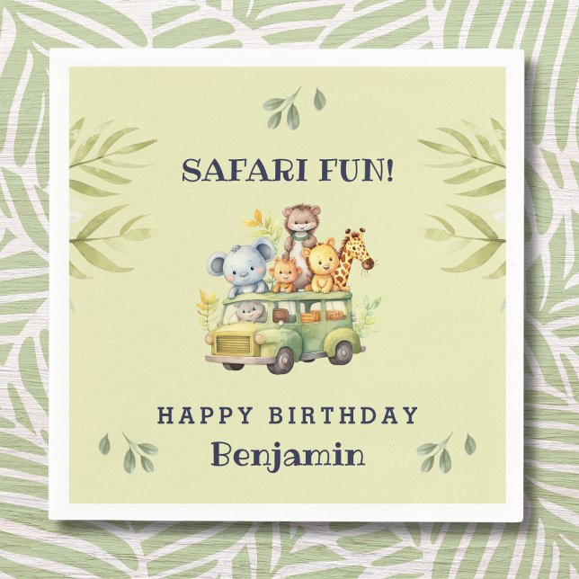 Cute Jungle Animal Kids Safari Birthday Napkins (Creator Uploaded)