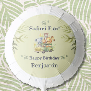 Cute Jungle Animal Name Safari Birthday Balloon