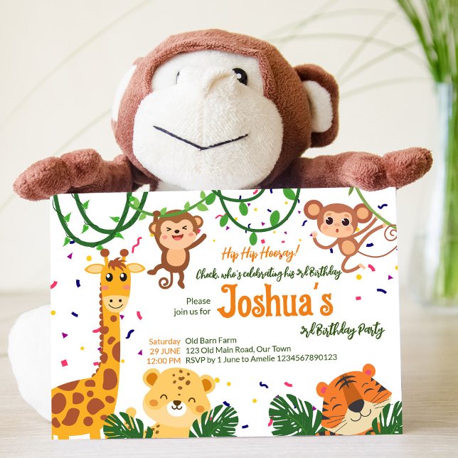 Cute jungle animal party  invitation template (Creator Uploaded)
