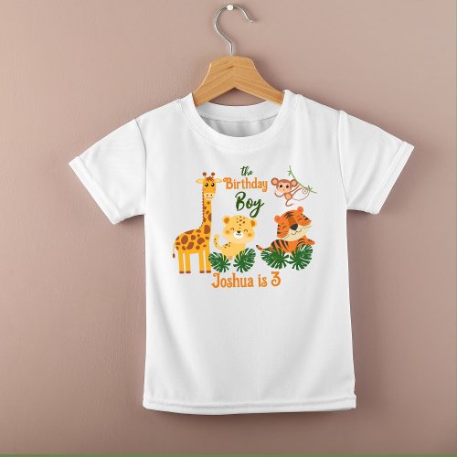 Cute jungle animal party personalized birthday toddler t_shirt