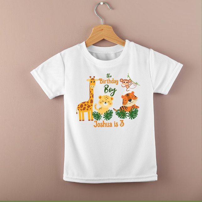 Cute jungle animal party personalized birthday toddler t-shirt (Creator Uploaded)