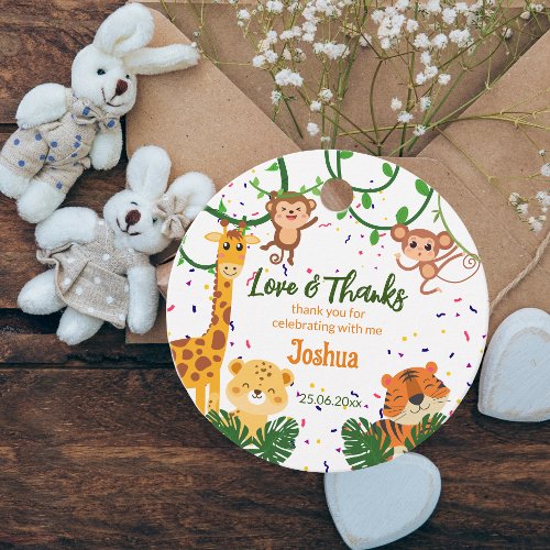 Cute jungle animal party thank you favor tags