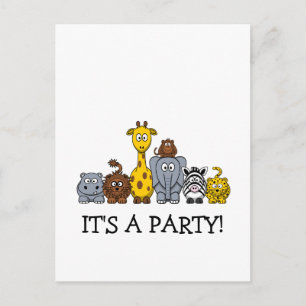 CUTE JUNGLE ANIMALS ADD YOUR TEXT INVITATION POSTCARD