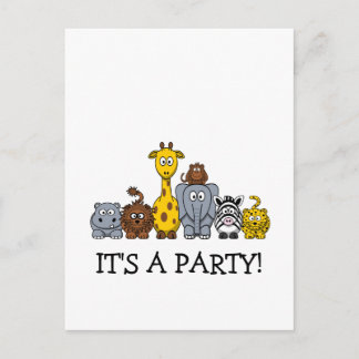 CUTE JUNGLE ANIMALS ADD YOUR TEXT INVITATION POSTCARD
