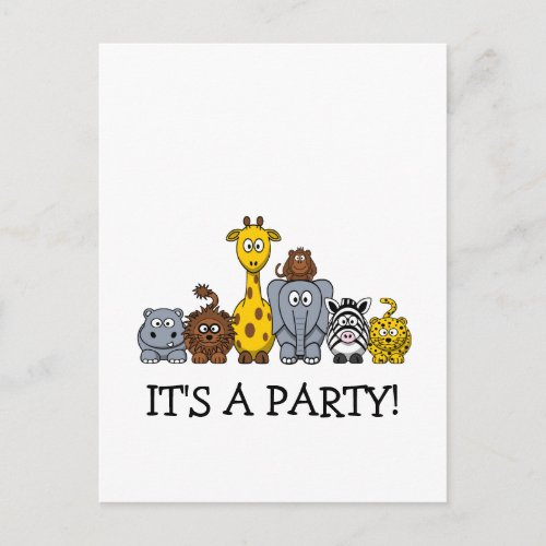 CUTE JUNGLE ANIMALS ADD YOUR TEXT INVITATION POSTCARD