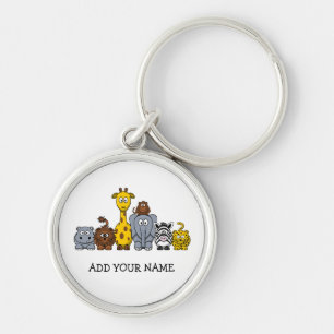 CUTE JUNGLE ANIMALS ADD YOUR TEXT KEYCHAIN