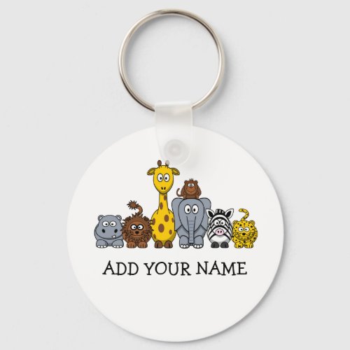 CUTE JUNGLE ANIMALS ADD YOUR TEXT KEYCHAIN