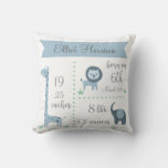 Cute Jungle Animals Baby Boy Announcement Pillow at Zazzle