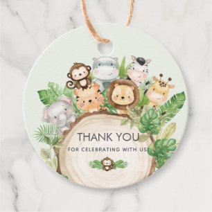 Cute Jungle Animals Baby Shower 1st 2nd Birthday Favor Tags