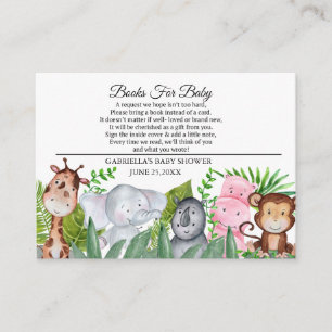 Cute Jungle Animals Baby Shower Book For Baby Enclosure Card