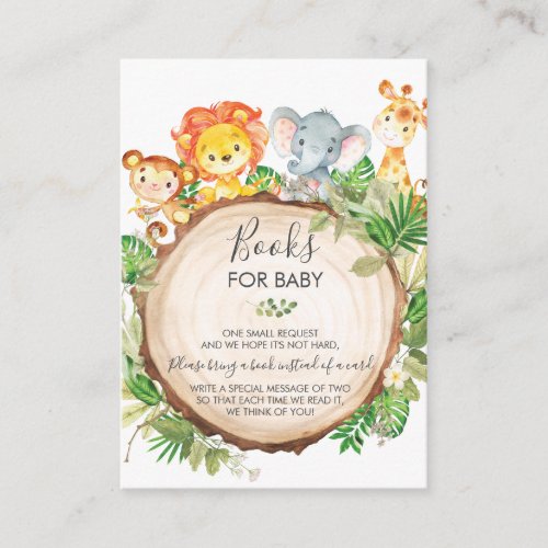 Cute Jungle Animals Baby Shower Boy Books for Baby Enclosure Card